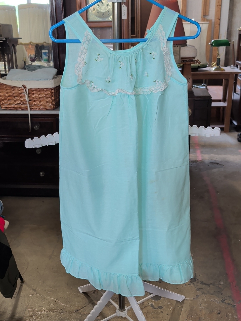 MCM Katz Light Blue Lace-Trim Shift Nightgown